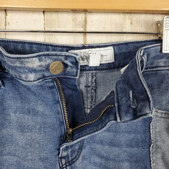 Libby Edelman Denim Color Block Skirt Blue Size Medium - Picture 6 of 10